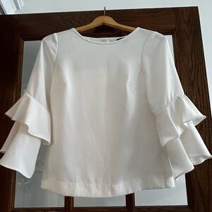 J.Crew Ivory Ruffle 3/4-Sleeve Blouse